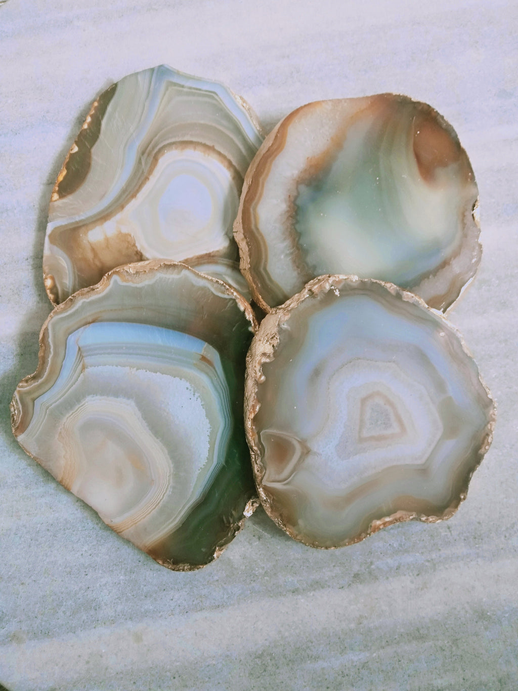 Yellow Agate Coaster: Gold Electroplated Slice, Table Decor