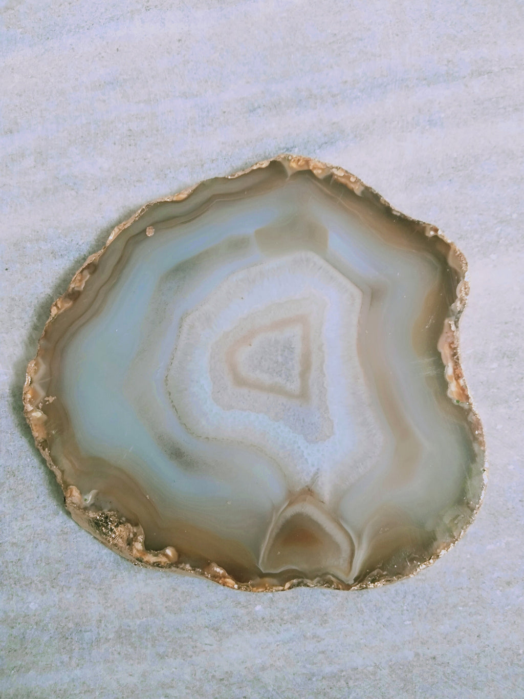Yellow Agate Coaster: Gold Electroplated Slice, Table Decor