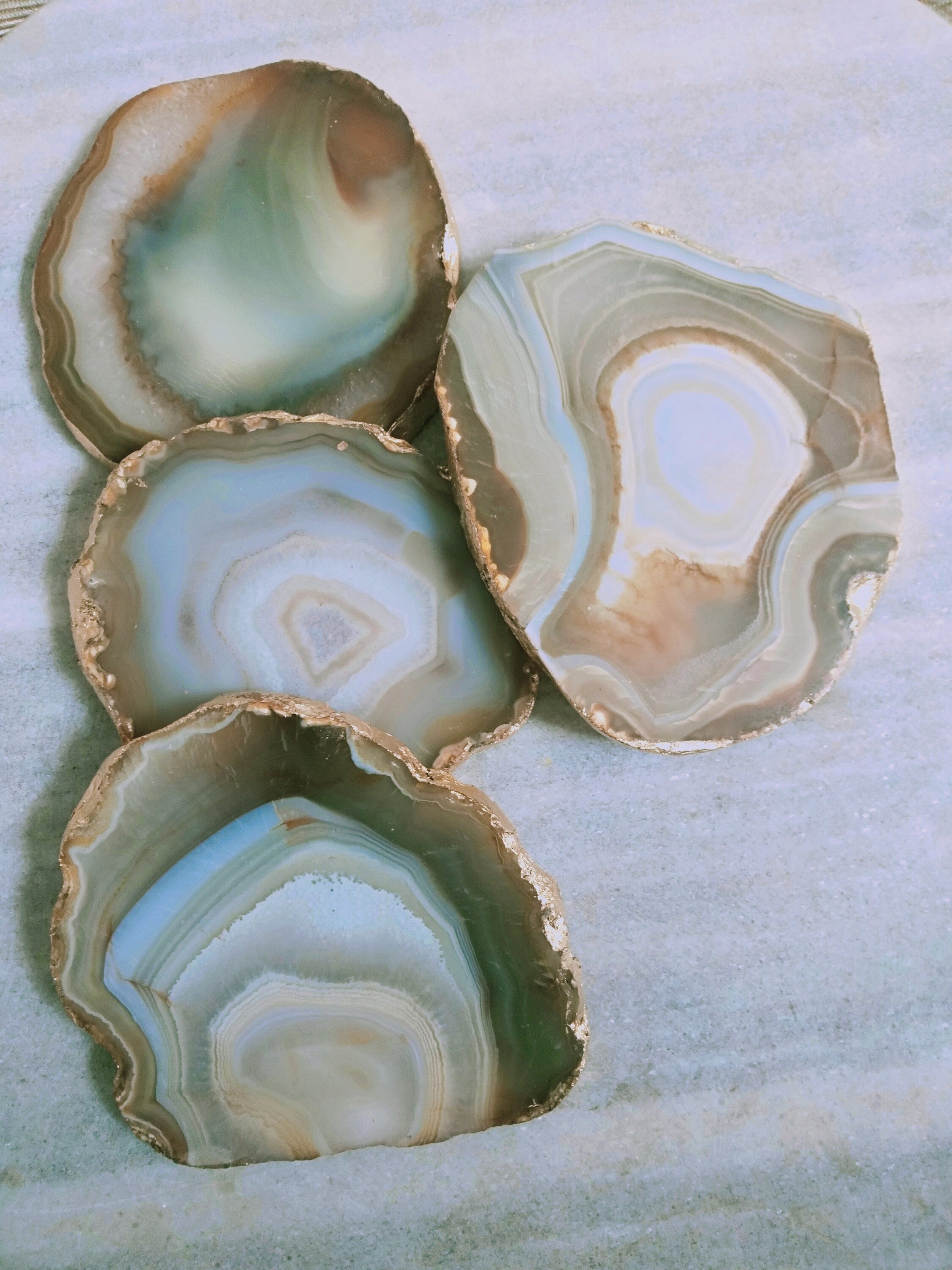 Yellow Agate Coaster: Gold Electroplated Slice, Table Decor