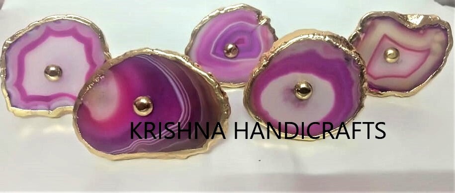 Pink Agate Cabinet Drawer Pull Decorative Wardrobe Cupboard Door Handle