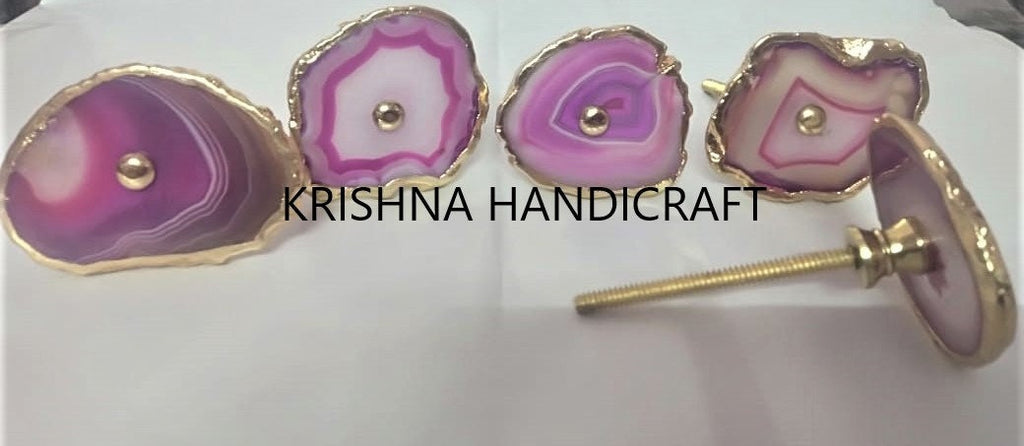 Pink Agate Cabinet Drawer Pull Decorative Wardrobe Cupboard Door Handle