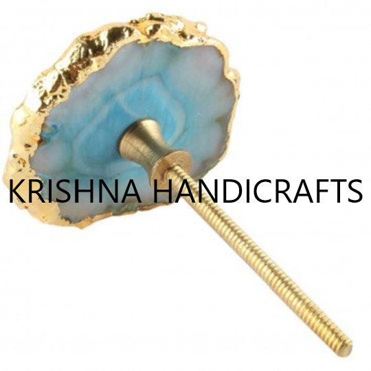 Turquoise Agate Cabinet Drawer Pull Decorative Wardrobe Cupboard Door Handle
