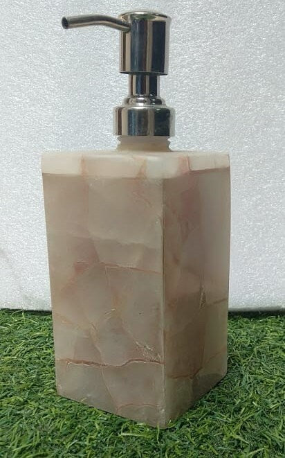 Rose Quartz Dispenser – Elegant Soap or Lotion Pump for Bathroom, Kitchen, or Vanity