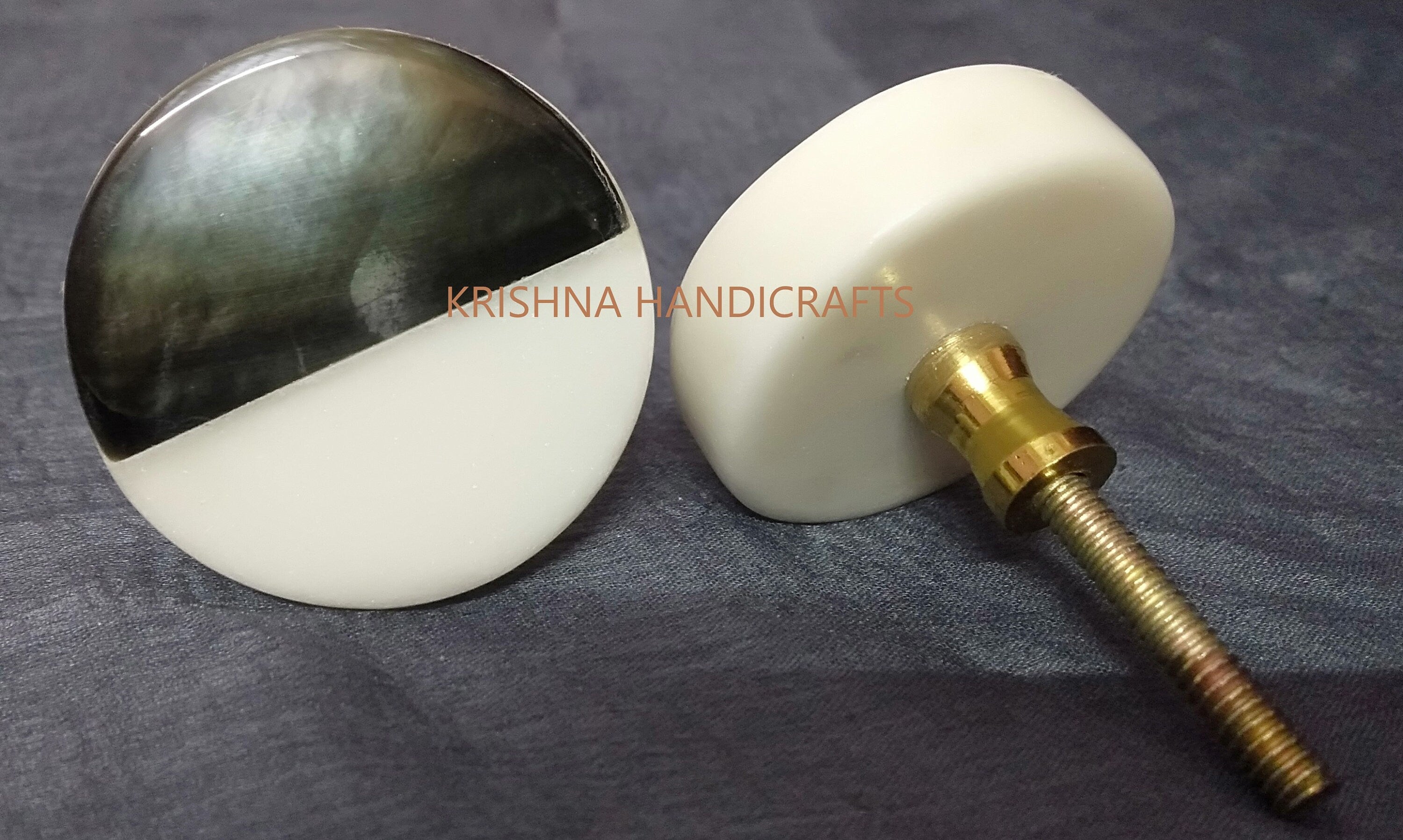 Handmade Marble & Mother of Pearl Cabinet Knob: Decorative Door Handle