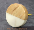 Marble & Wood Round Cabinet Knob, Drawer Pull