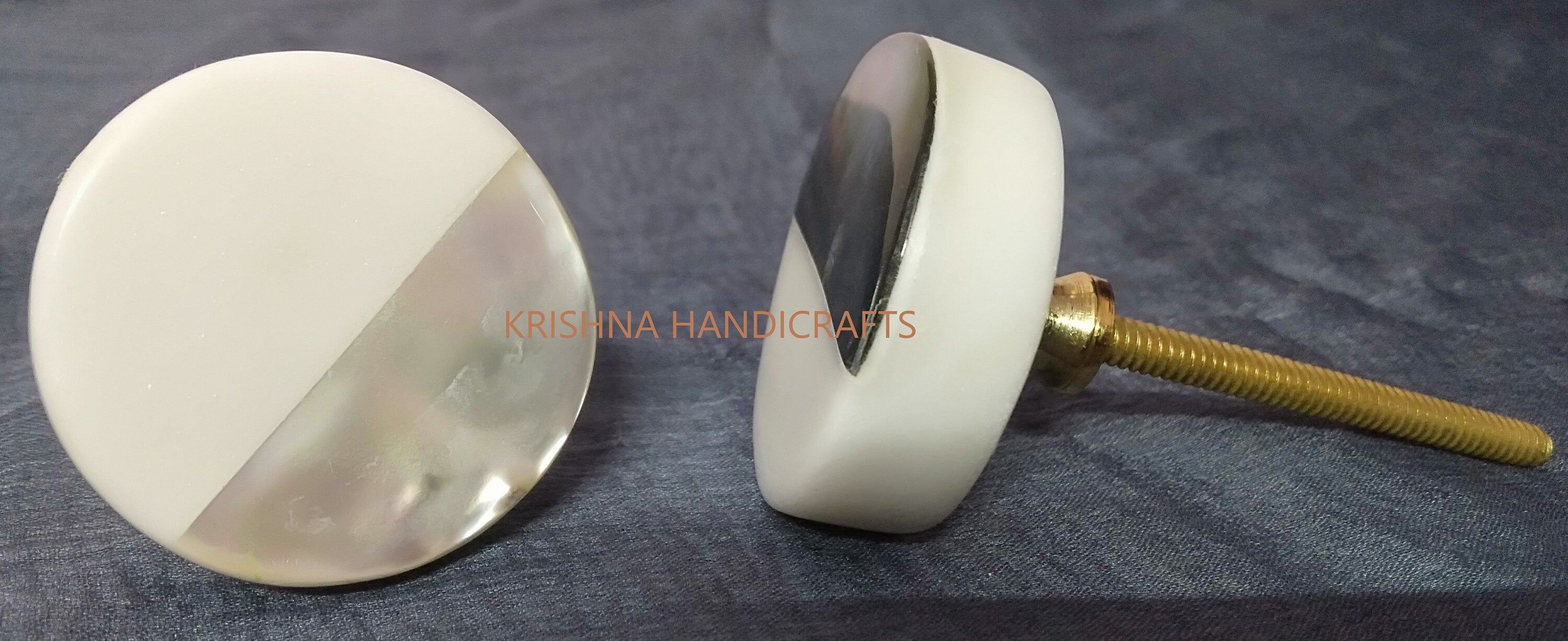 Handmade Marble & Mother of Pearl Cabinet Knob: Decorative Door Handle