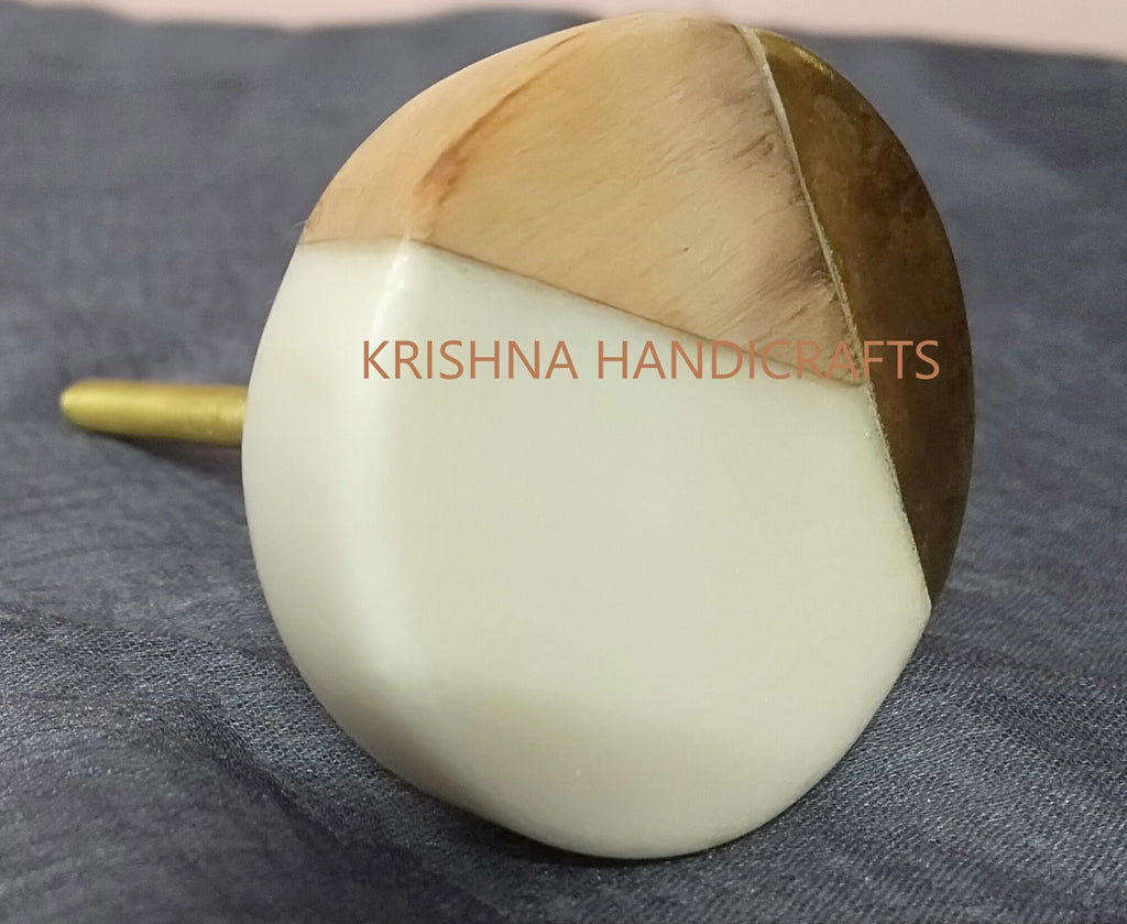 White Resin /Wood/ Brass Cabinet Drawer Pull Decorative Wardrobe Cupboard Door Handle // stone knobs