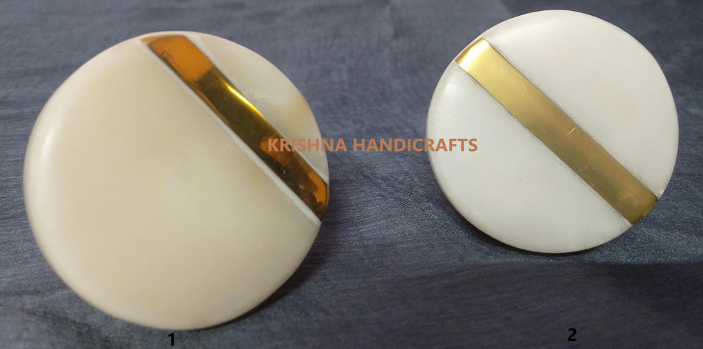 White Marble / Brass Cabinet Drawer Pull Decorative Wardrobe Cupboard Door Handle // stone knobs