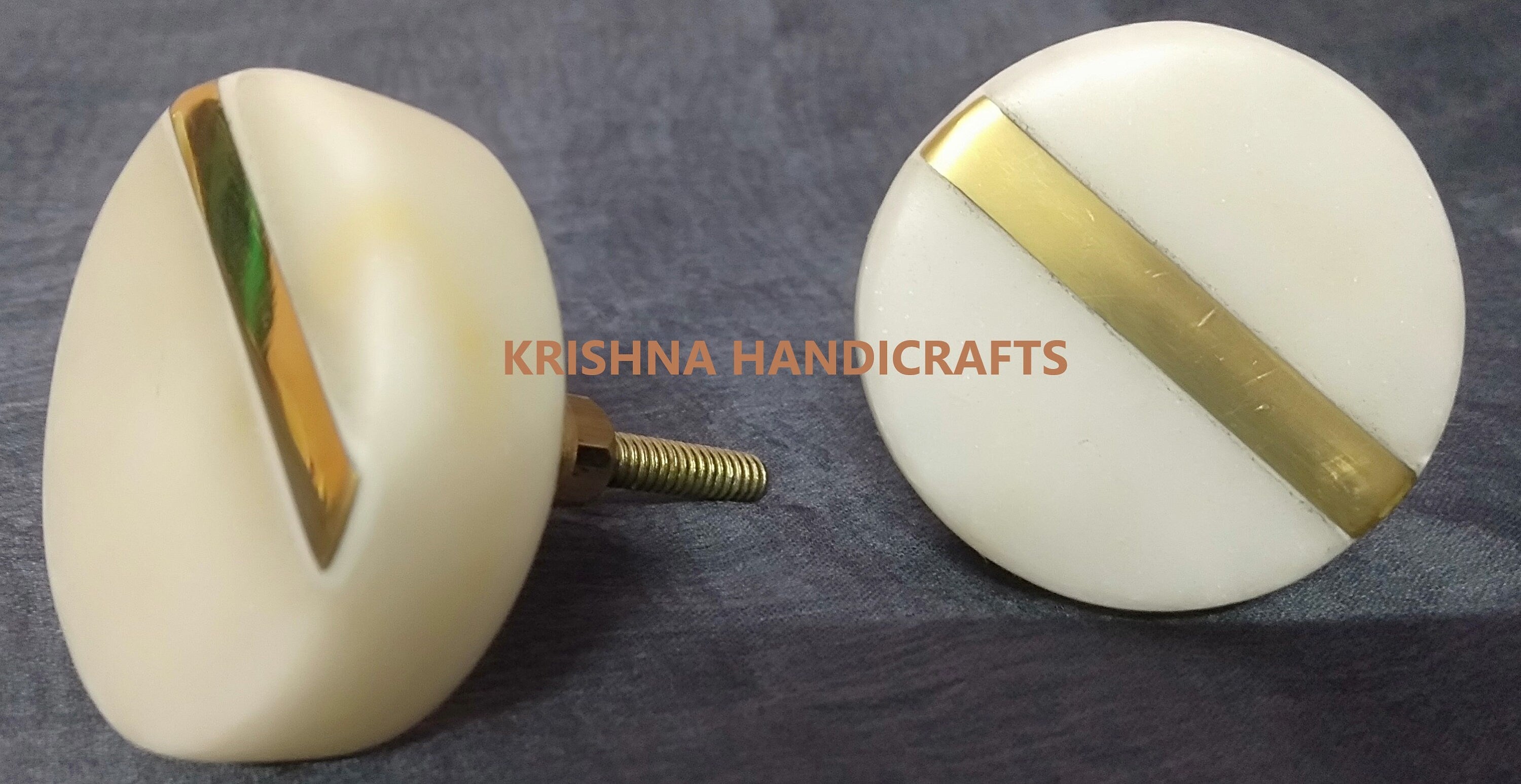 White Marble / Brass Cabinet Drawer Pull Decorative Wardrobe Cupboard Door Handle // stone knobs