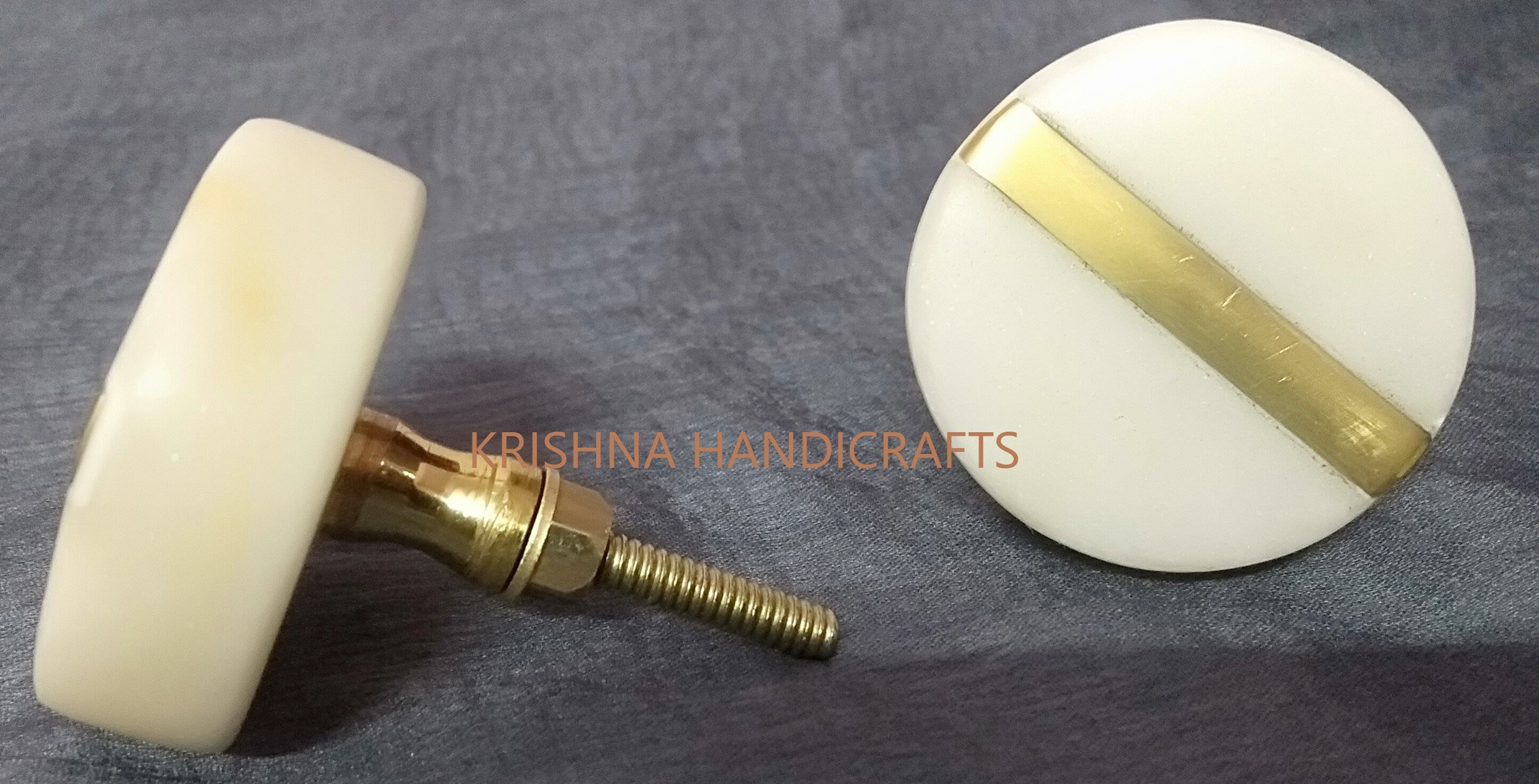 White Marble / Brass Cabinet Drawer Pull Decorative Wardrobe Cupboard Door Handle // stone knobs