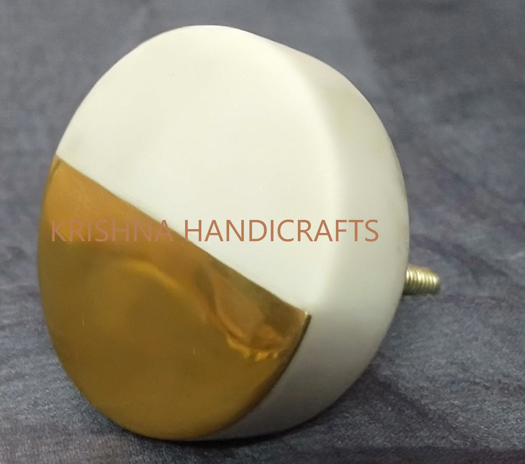 Marble & Brass Cabinet Knob, Drawer Pull