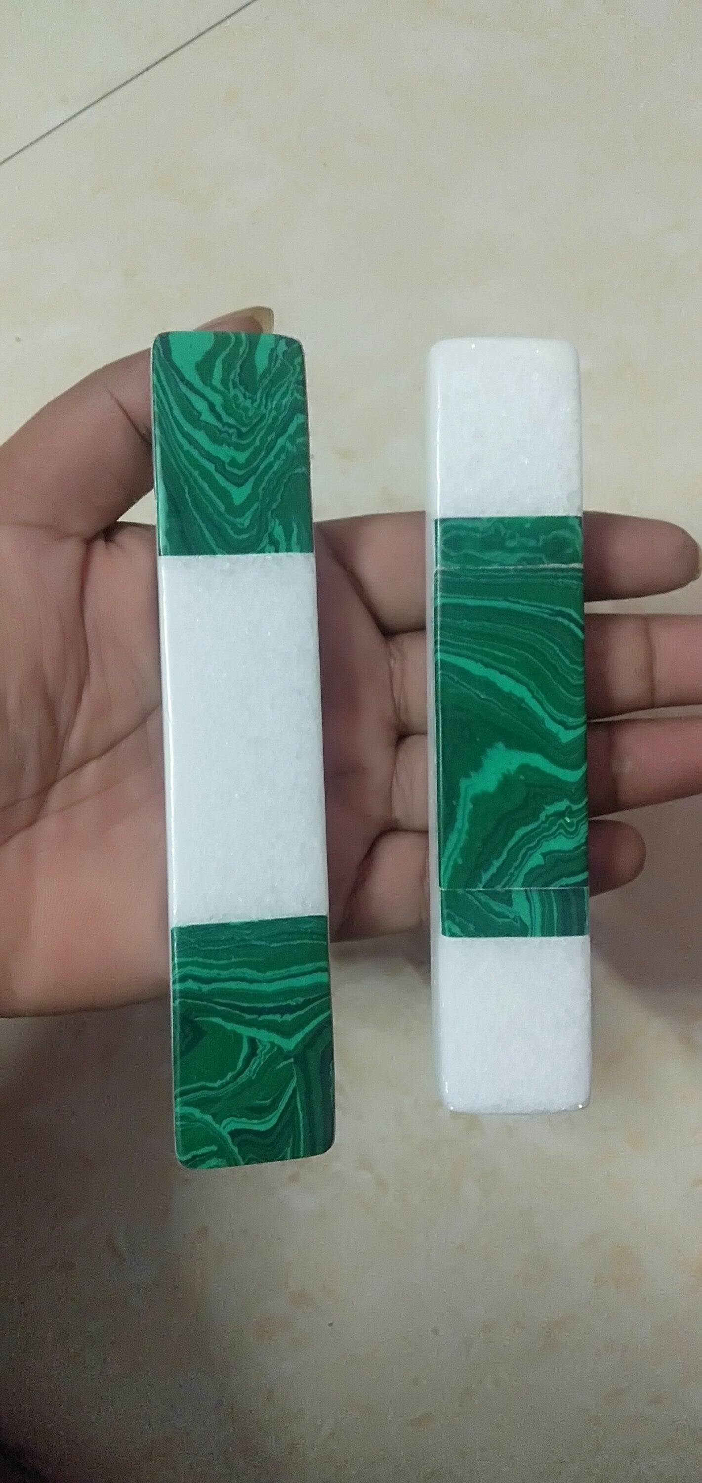 White Green Long Stone Handle – Cabinet Pull, Decorative Drawer Handle