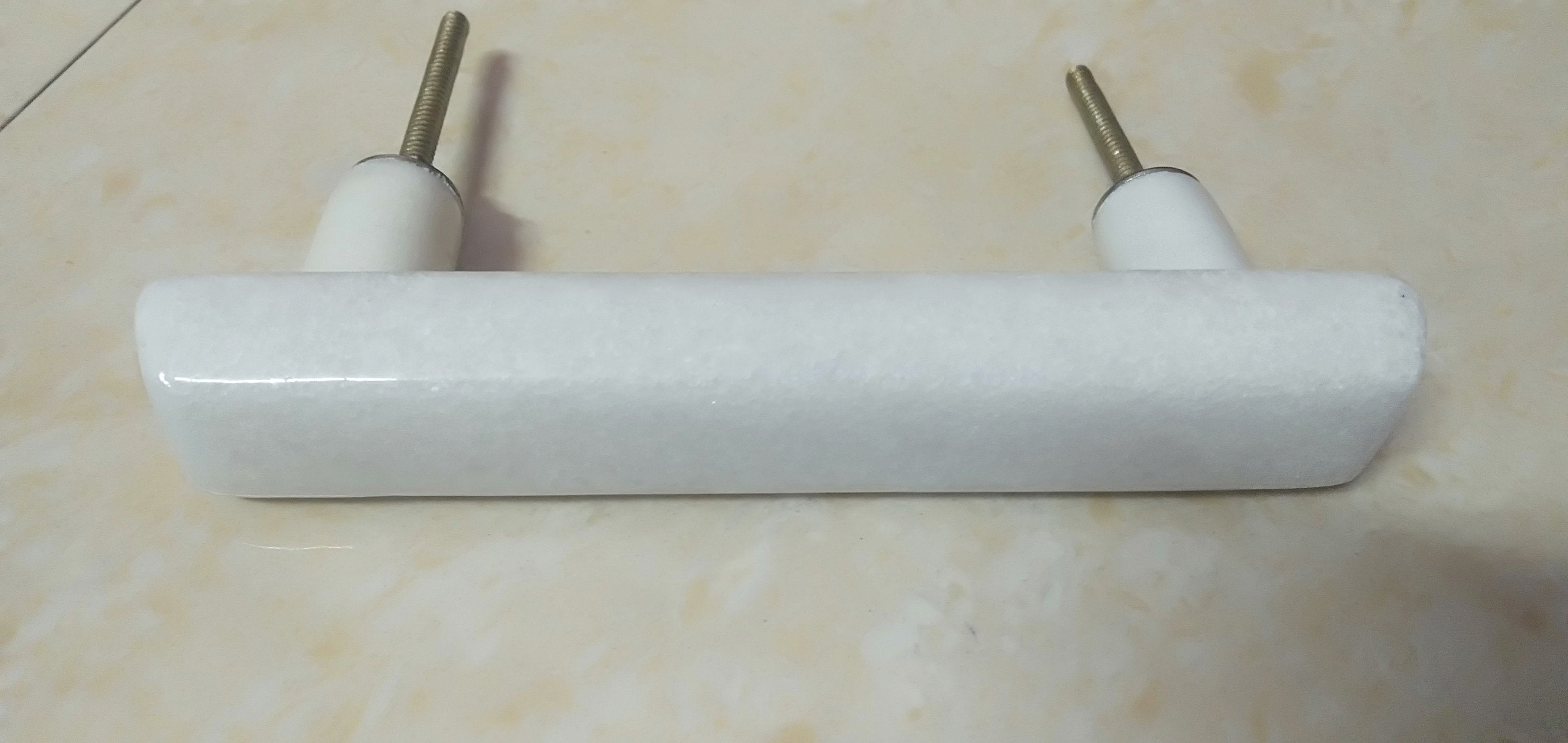 White Stone Long Drawer Pull, Cabinet Handle