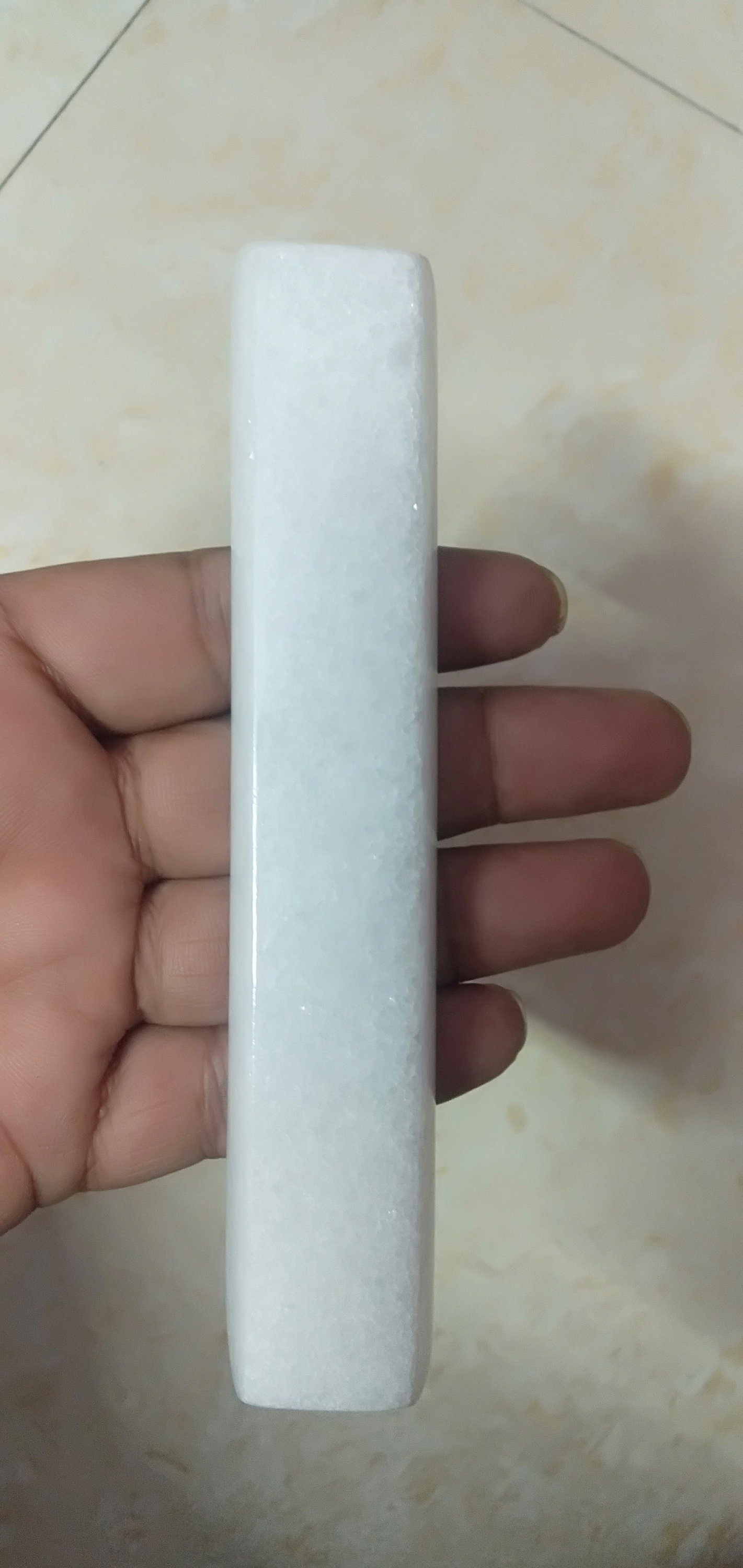 White Stone Long Drawer Pull, Cabinet Handle