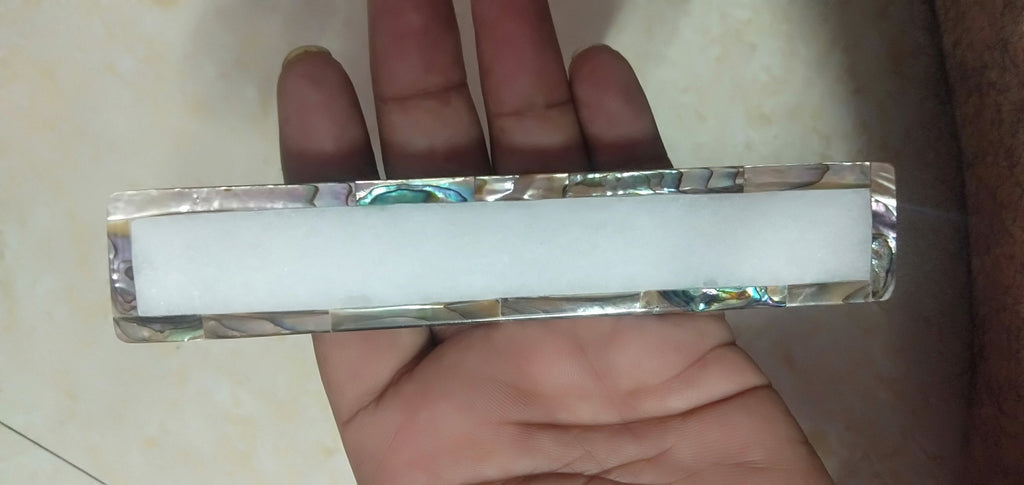 White Marble & Mother of Pearl Cabinet Handle
