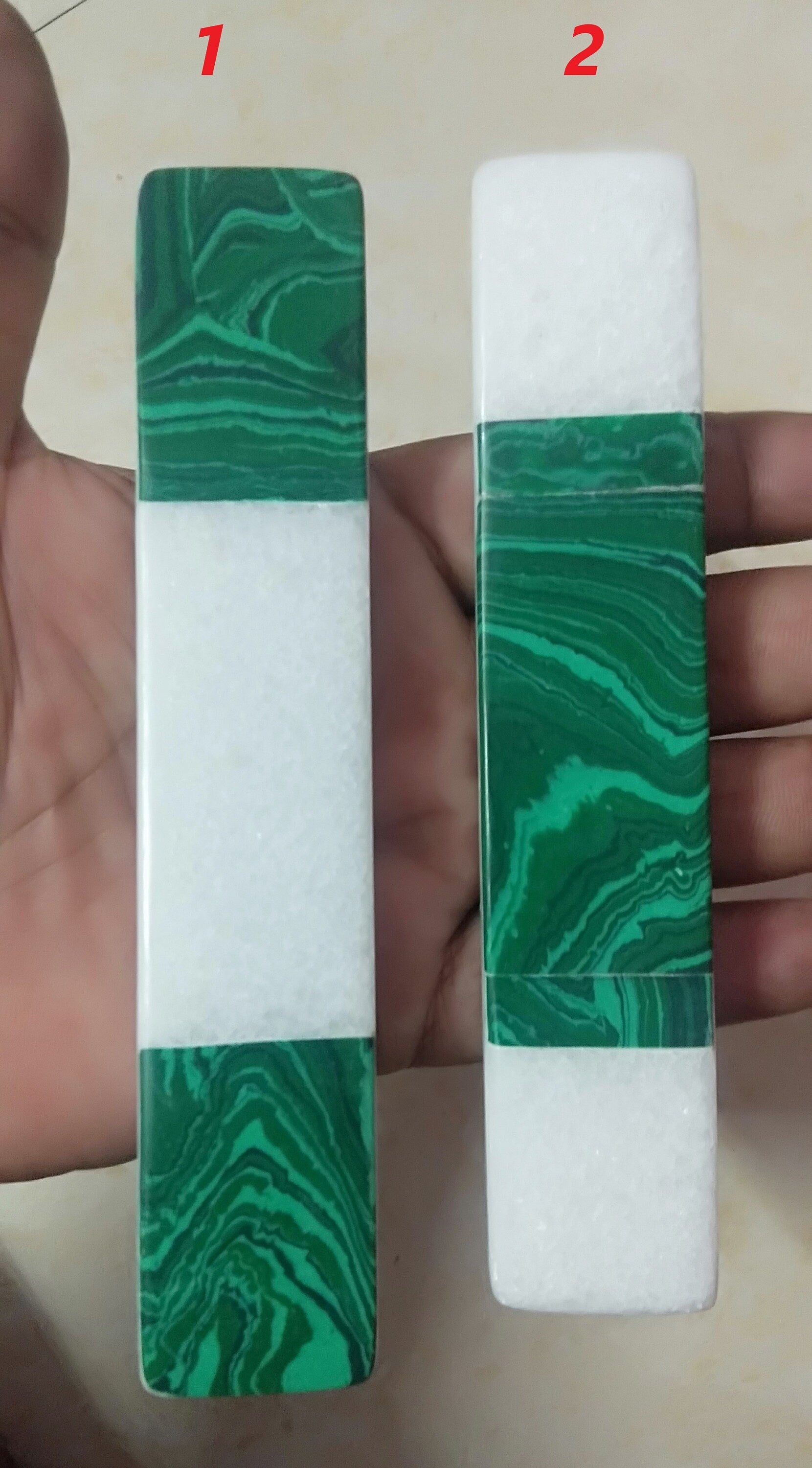 White Green Long Stone Handle – Cabinet Pull, Decorative Drawer Handle