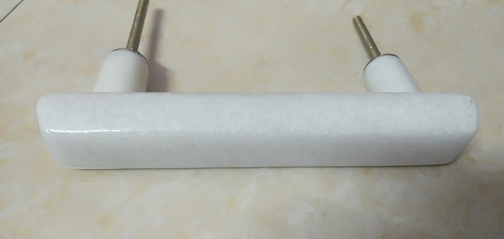 White Stone Long Drawer Pull, Cabinet Handle