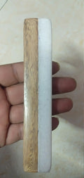 White Marble & Wood Cabinet Handle, Long Drawer Pull