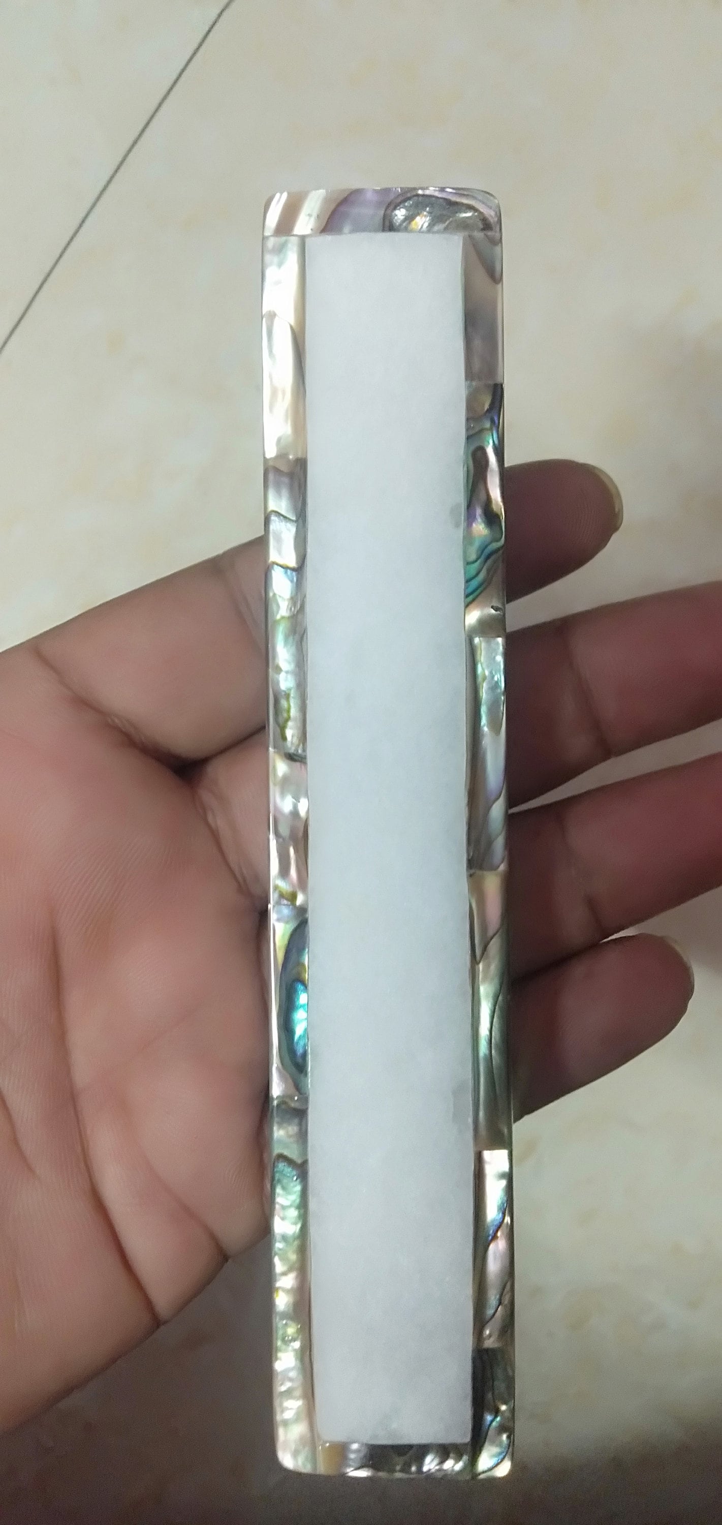 White Marble & Mother of Pearl Cabinet Handle