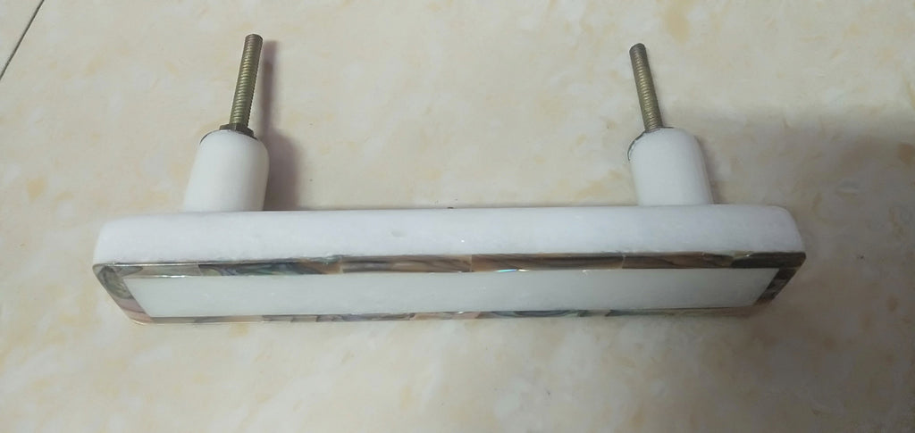 White Marble & Mother of Pearl Cabinet Handle