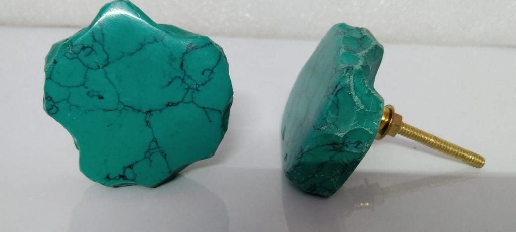 Green Stone Cabinet Knob, Natural Drawer Pull