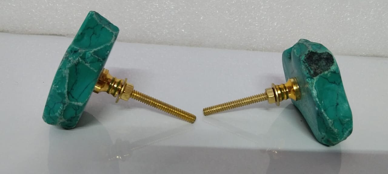 Green Stone Cabinet Knob, Natural Drawer Pull