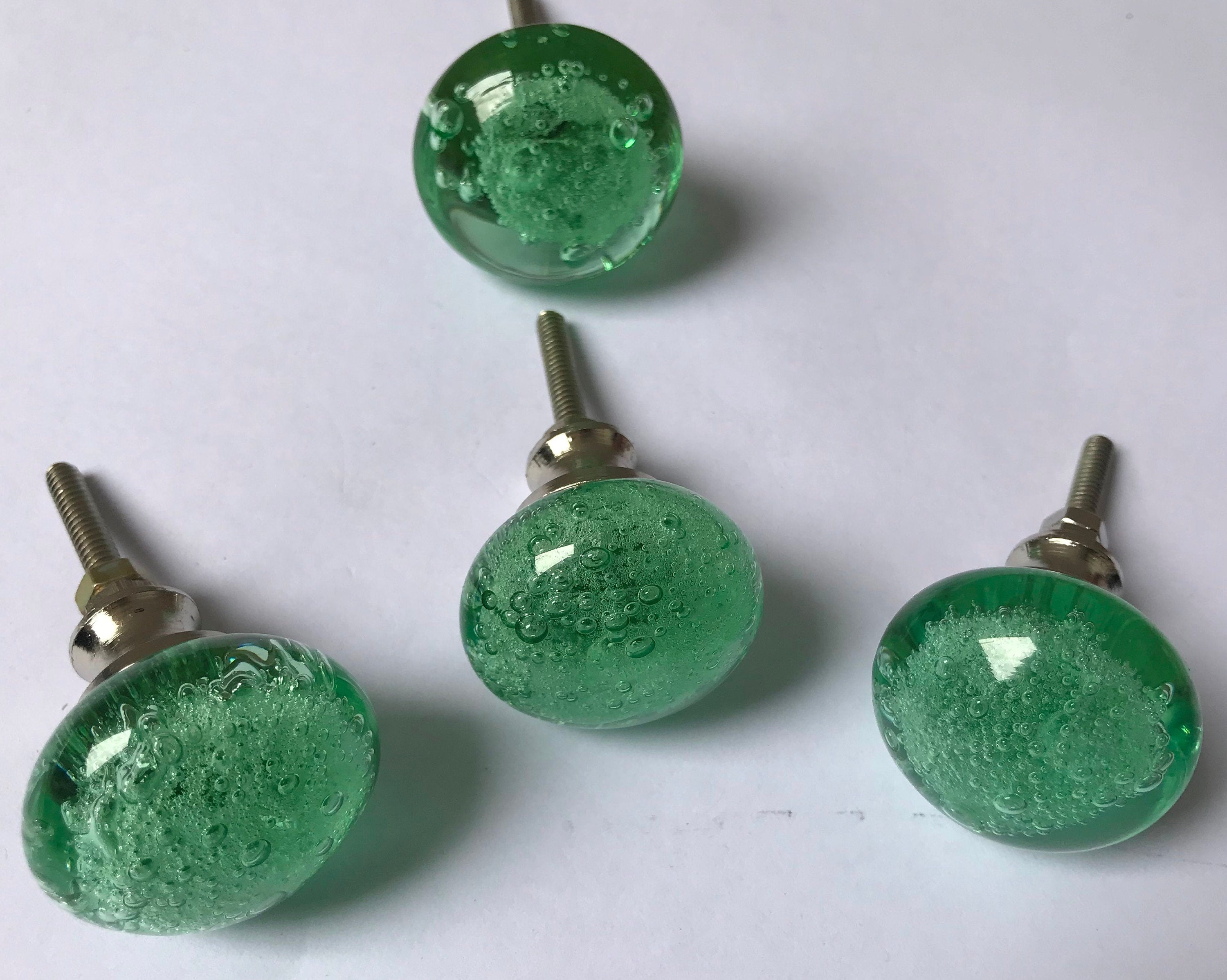 Light Green Glass Knobs – Cabinet Drawer Pulls for Dresser and Kitchen
