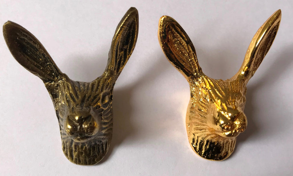 Antique Brass Rabbit Knob, Animal Cabinet Pull