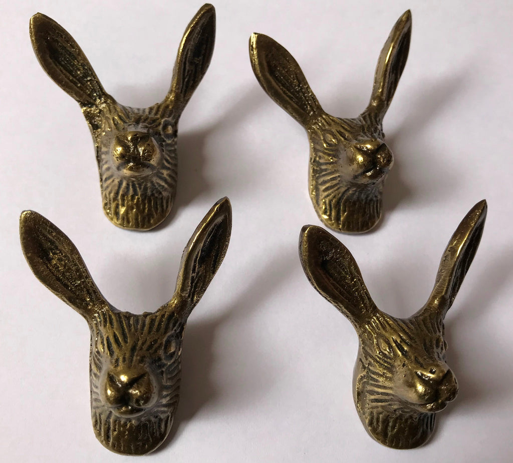 Antique Brass Rabbit Knob, Animal Cabinet Pull