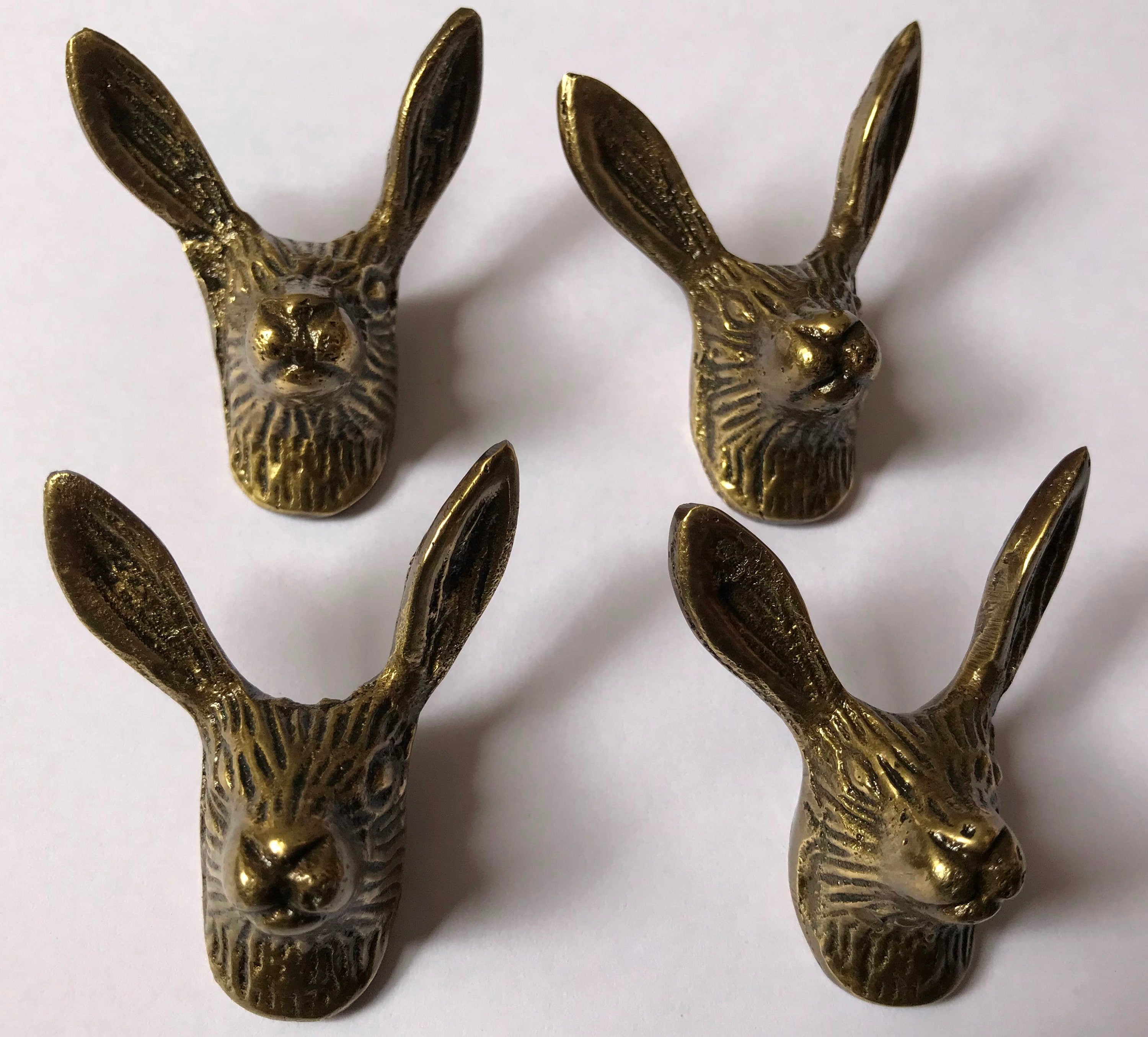 Antique Brass Rabbit Knob, Animal Cabinet Pull