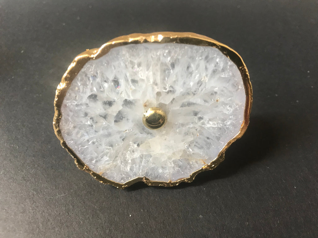White Agate Cabinet Knob, Drawer Pull