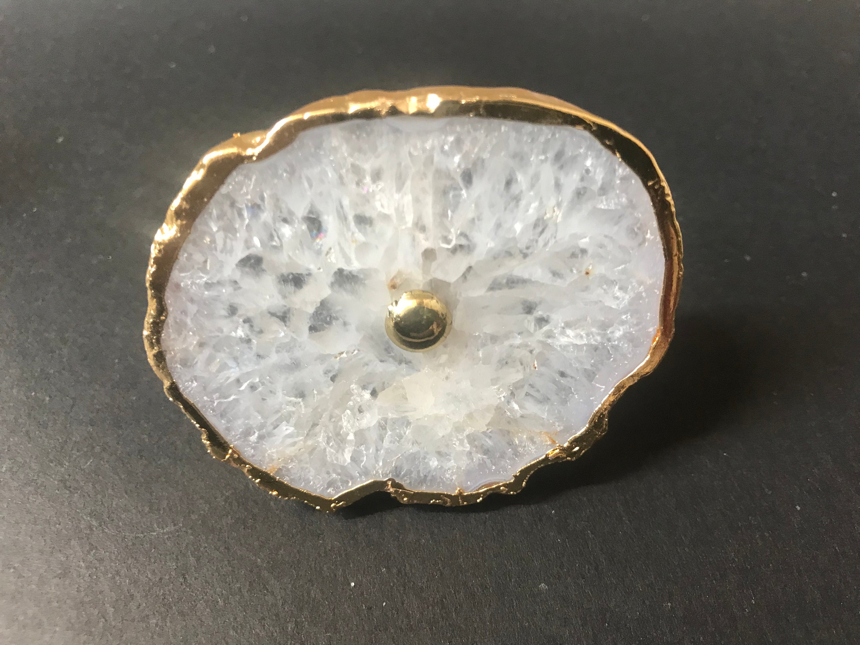White Agate Cabinet Knob, Drawer Pull