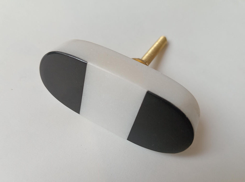 Black White Marble Knob, Cabinet Drawer Pull