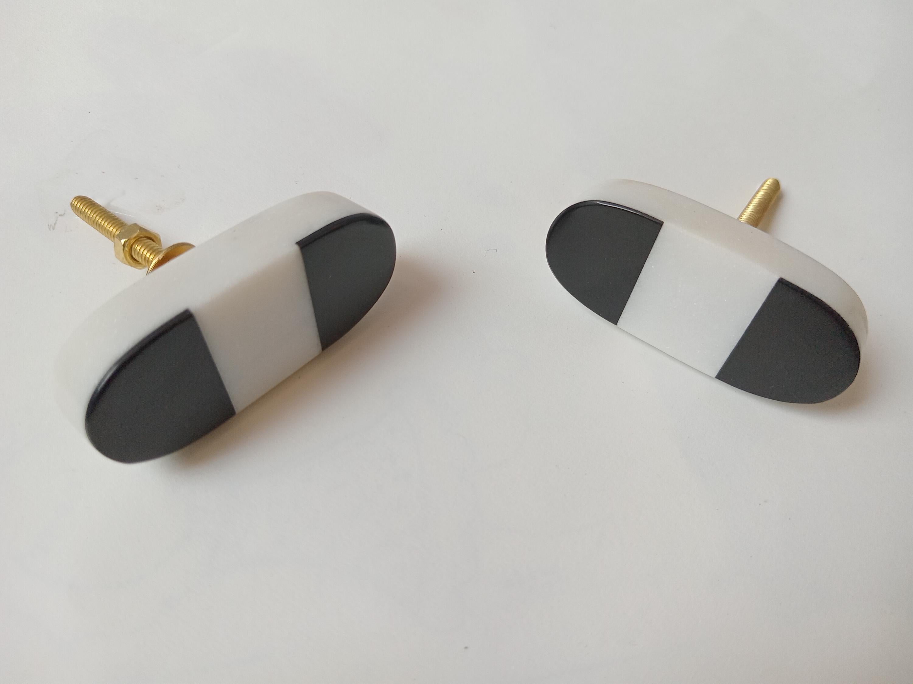 Black White Marble Knob, Cabinet Drawer Pull