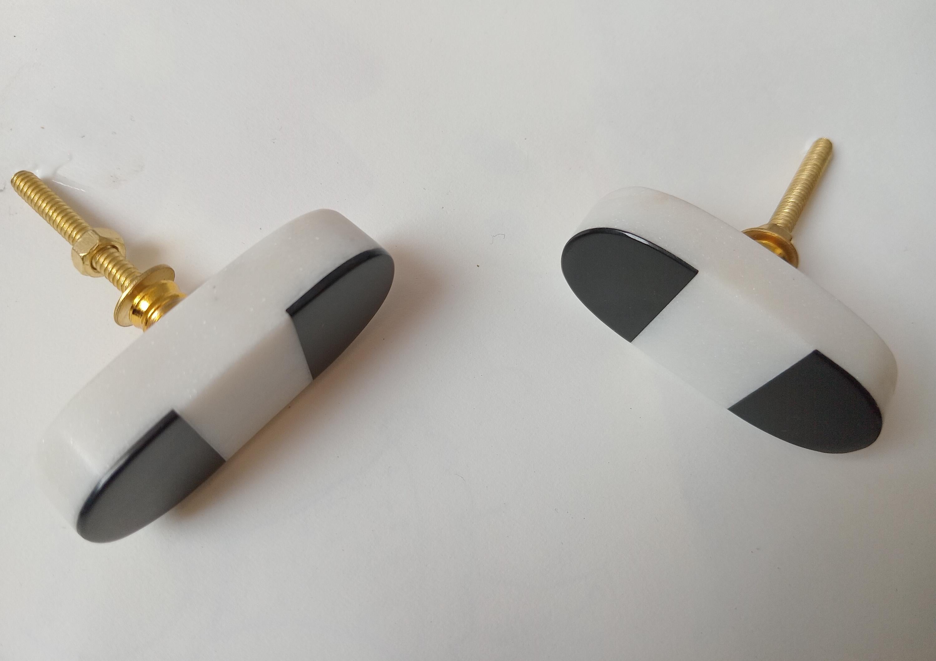 Black White Marble Knob, Cabinet Drawer Pull