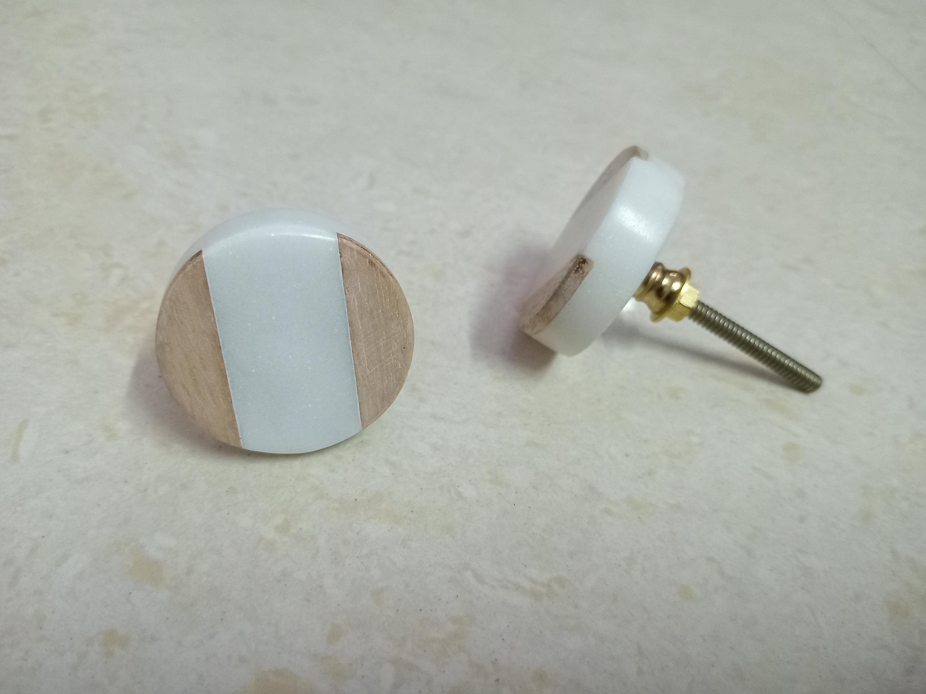 White Marble / Wood Cabinet Drawer Pull Decorative Wardrobe Cupboard Door Handle // stone knobs