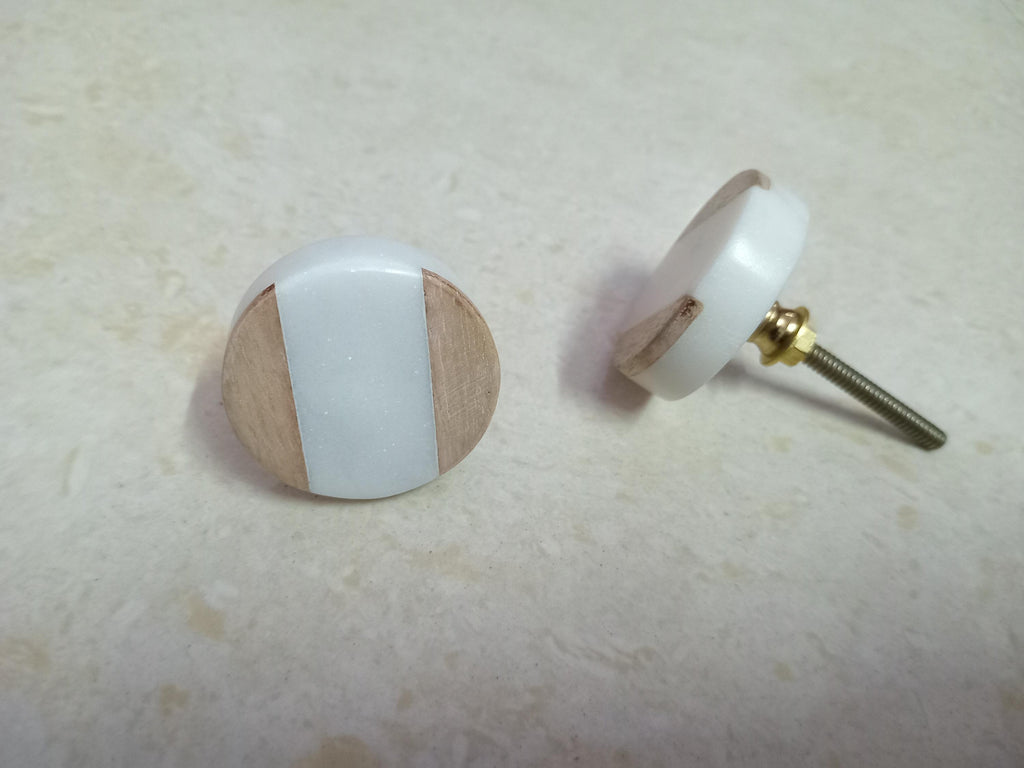 White Marble / Wood Cabinet Drawer Pull Decorative Wardrobe Cupboard Door Handle // stone knobs