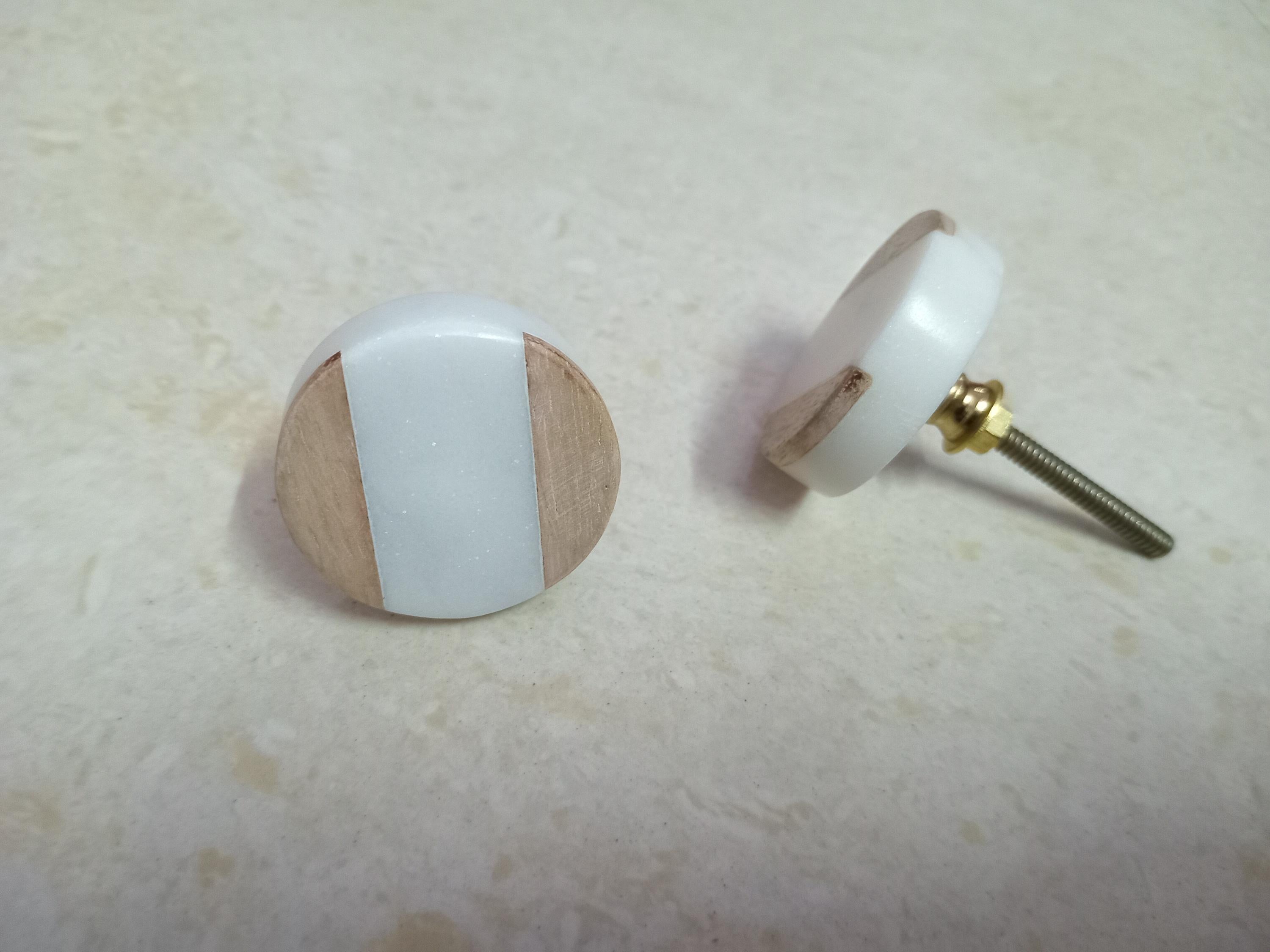 White Marble / Wood Cabinet Drawer Pull Decorative Wardrobe Cupboard Door Handle // stone knobs