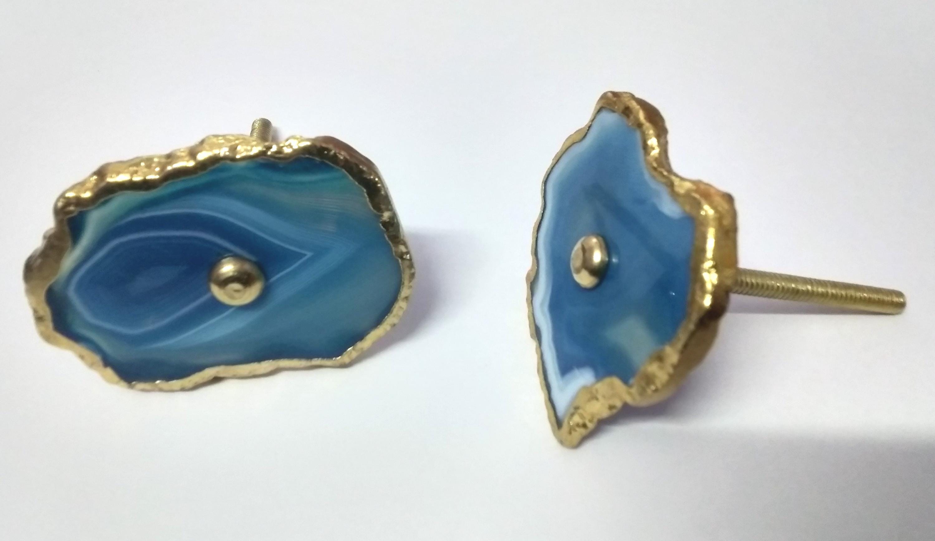 Turquoise Agate Cabinet Drawer Pull Decorative Wardrobe Cupboard Door Handle