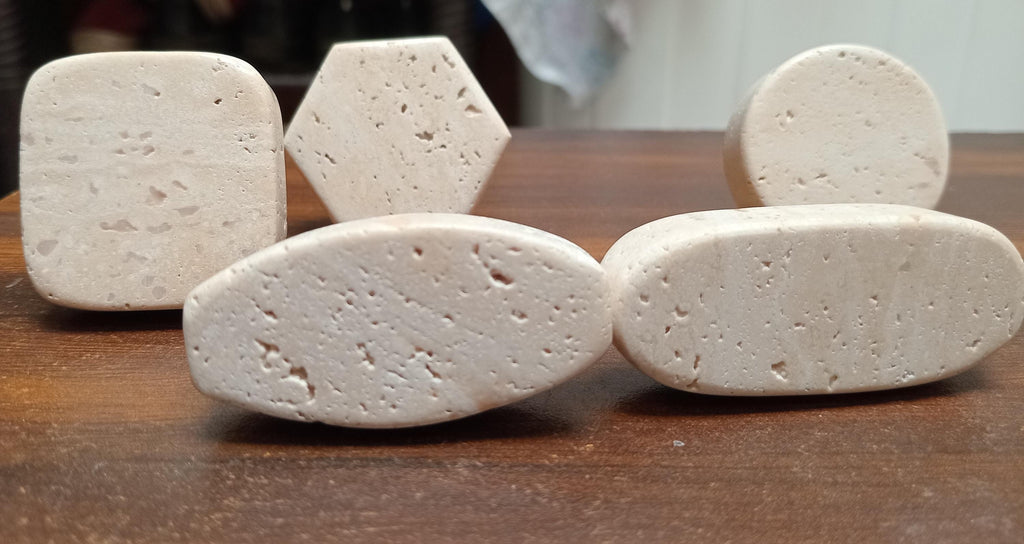 Travertine Stone Cabinet Knobs, Natural Beige Drawer Pulls