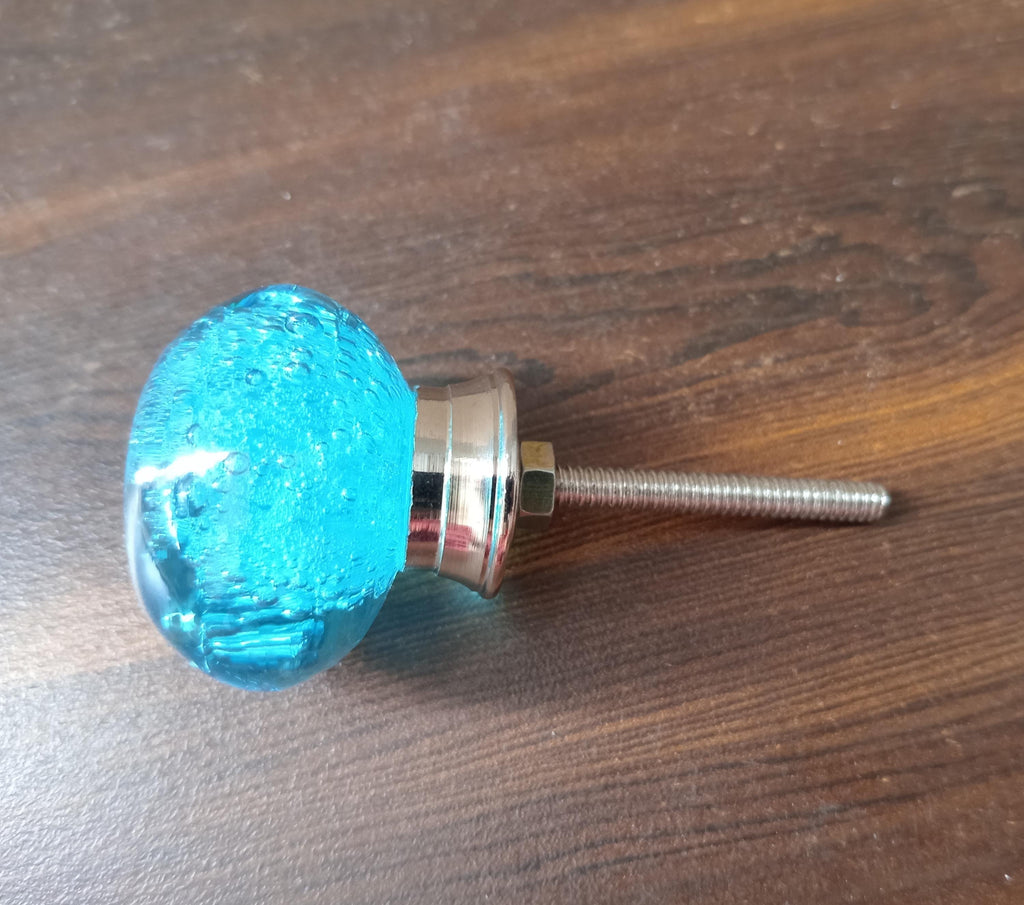 Dark Blue Glass Knobs – Cabinet Drawer Pulls for Dresser and Kitchen