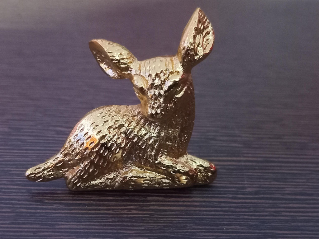 Fawn Brass Cabinet Knob, Animal Drawer Pull