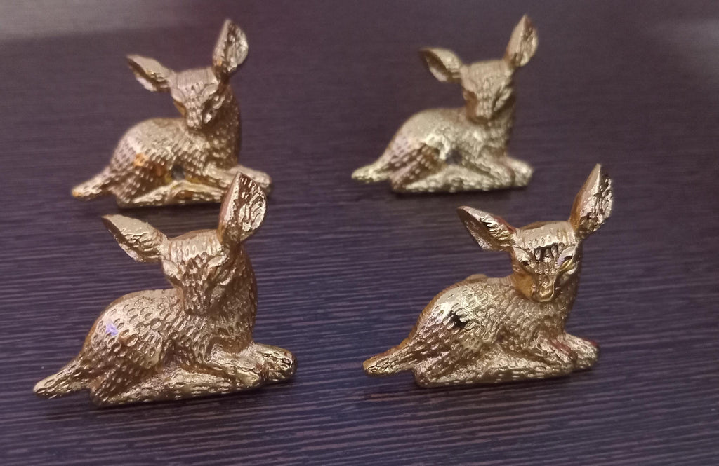 Fawn Brass Cabinet Knob, Animal Drawer Pull