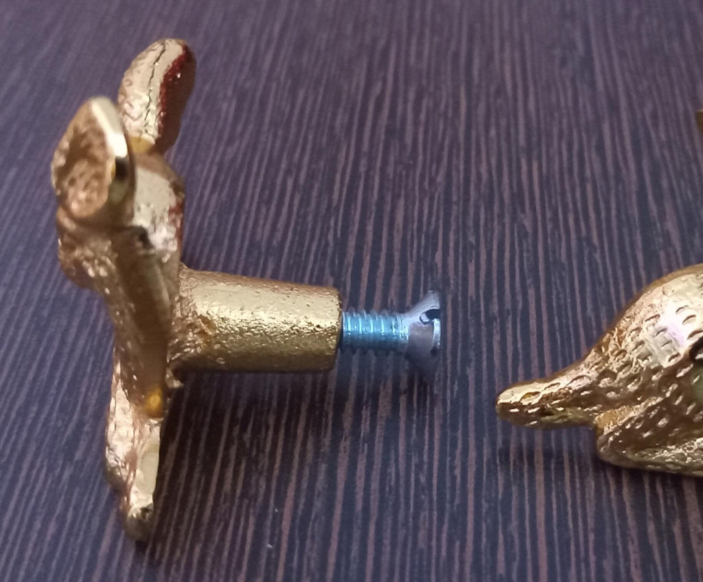 Fawn Brass Cabinet Knob, Animal Drawer Pull