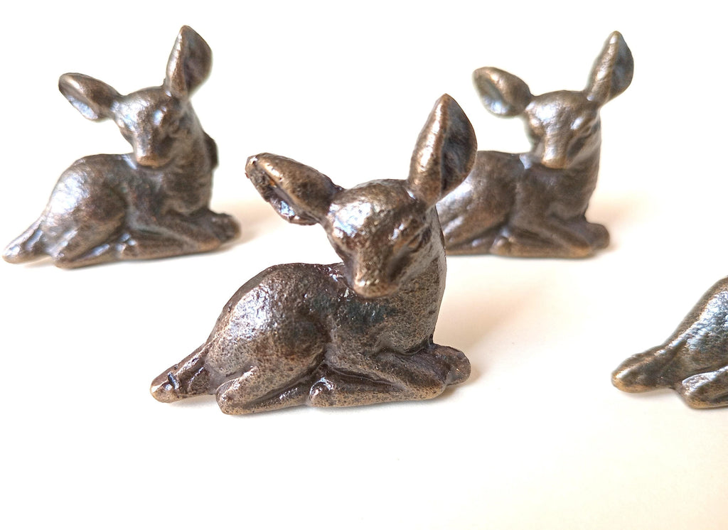 Fawn Deer Cabinet Knob Antique Finish Rustic Woodland Animal Drawer Pull Hardware
