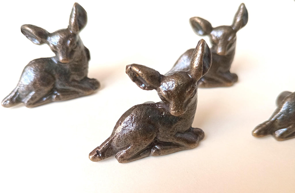 Fawn Deer Cabinet Knob Antique Finish Rustic Woodland Animal Drawer Pull Hardware