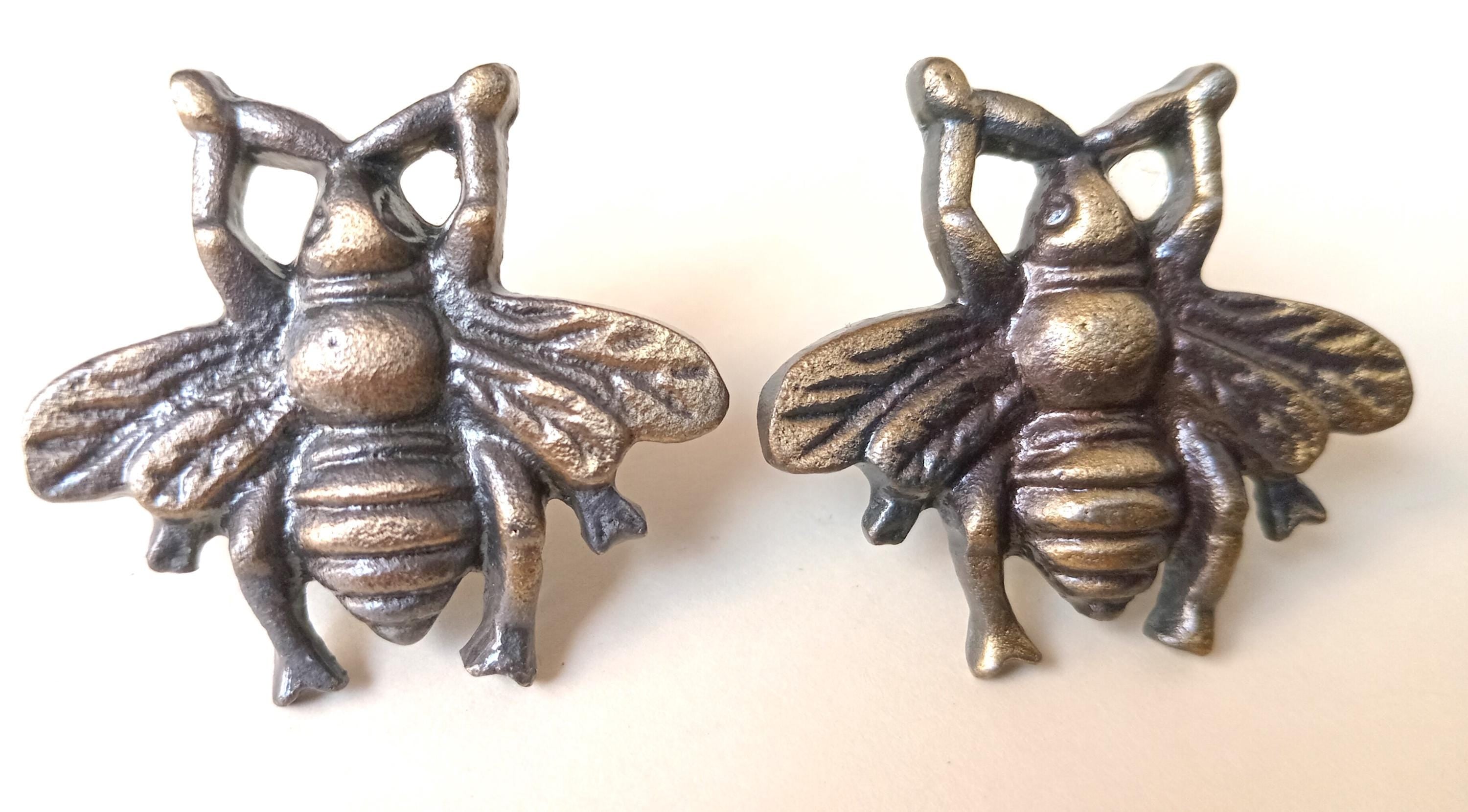 Honey Bee Cabinet Knob Antique Finish Insect Drawer Pull Nature Garden Hardware