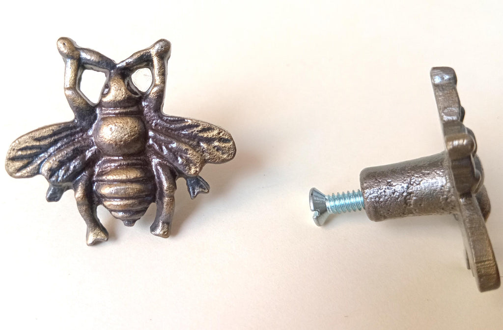 Honey Bee Cabinet Knob Antique Finish Insect Drawer Pull Nature Garden Hardware