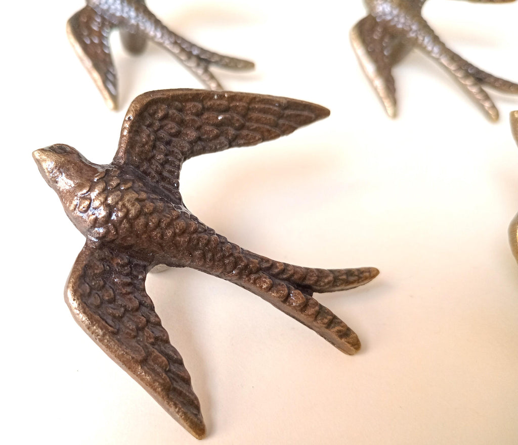 Black Kite Bird Cabinet Knob Antique Finish Bird Drawer Pull Nature Rustic Hardware