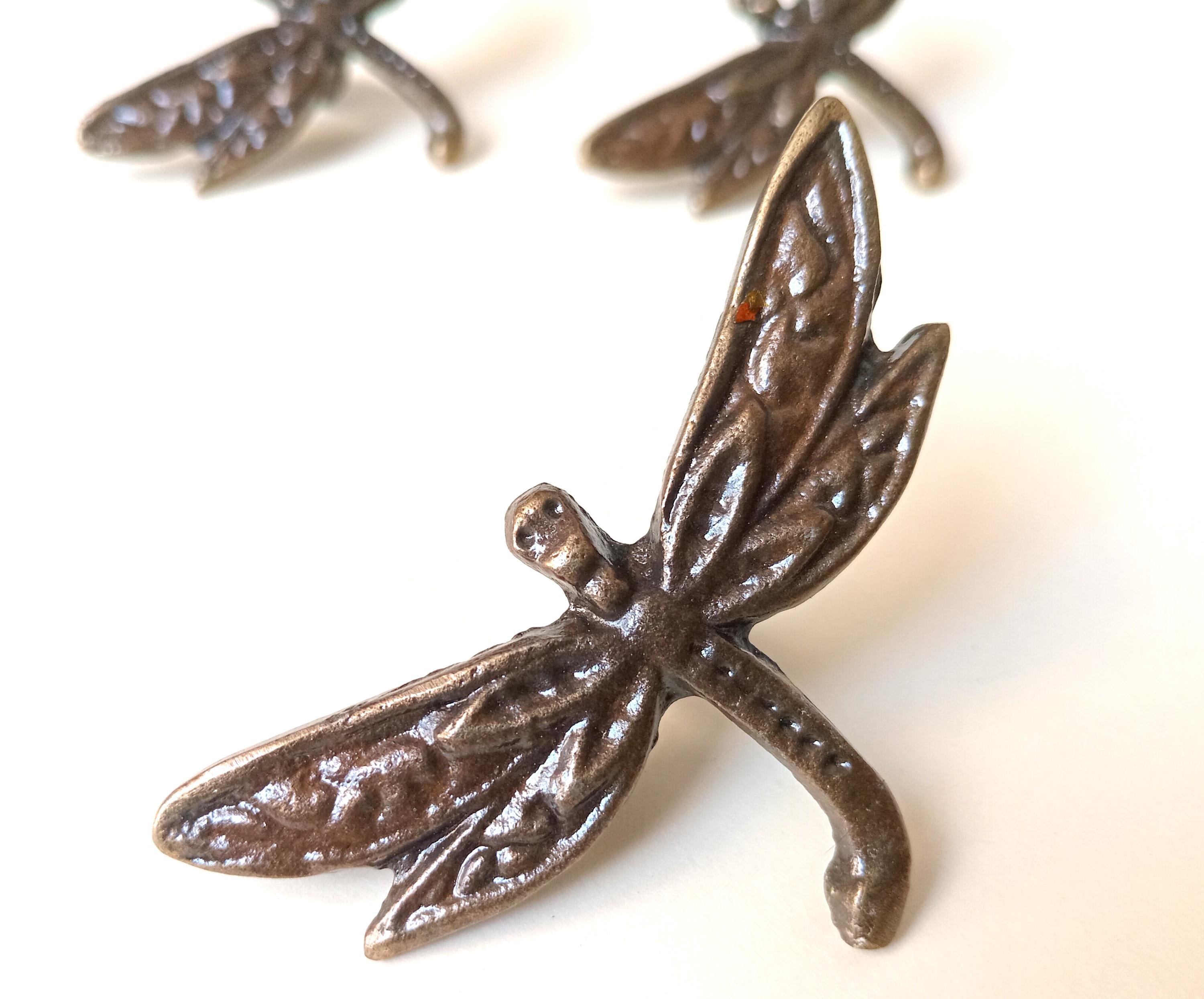 Dragonfly Cabinet Knob Antique Finish Insect Drawer Pull Nature Rustic Hardware